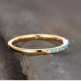 thumbnail image 2 of Turquoise & Diamond Full Micro Pavé 14K Solid Gold Eternity Band Ring Real Turquoise Diamonds Stackable Dainty Stacking Band Stack Ring, 2 of 3