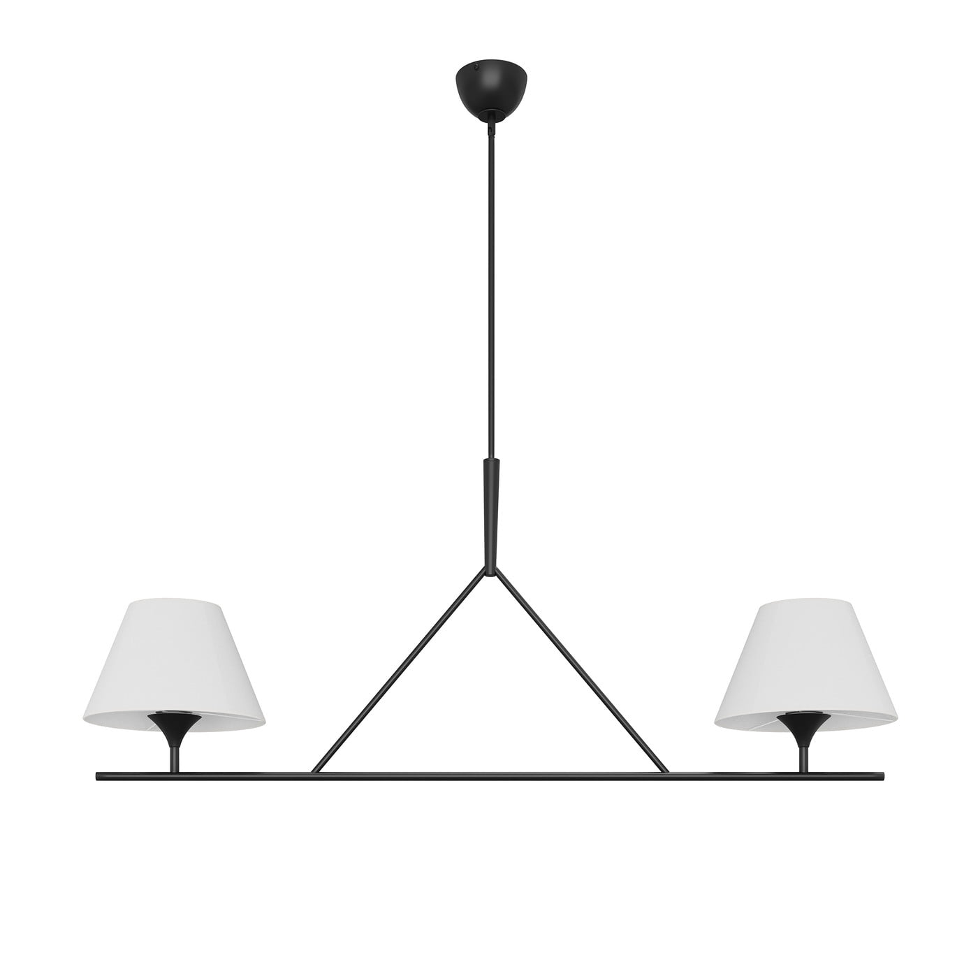 Aiwen 2-Light Linear Industrial Pendant Light with Black Finish and Bell Glass Shade for Kitchen Island Living Room