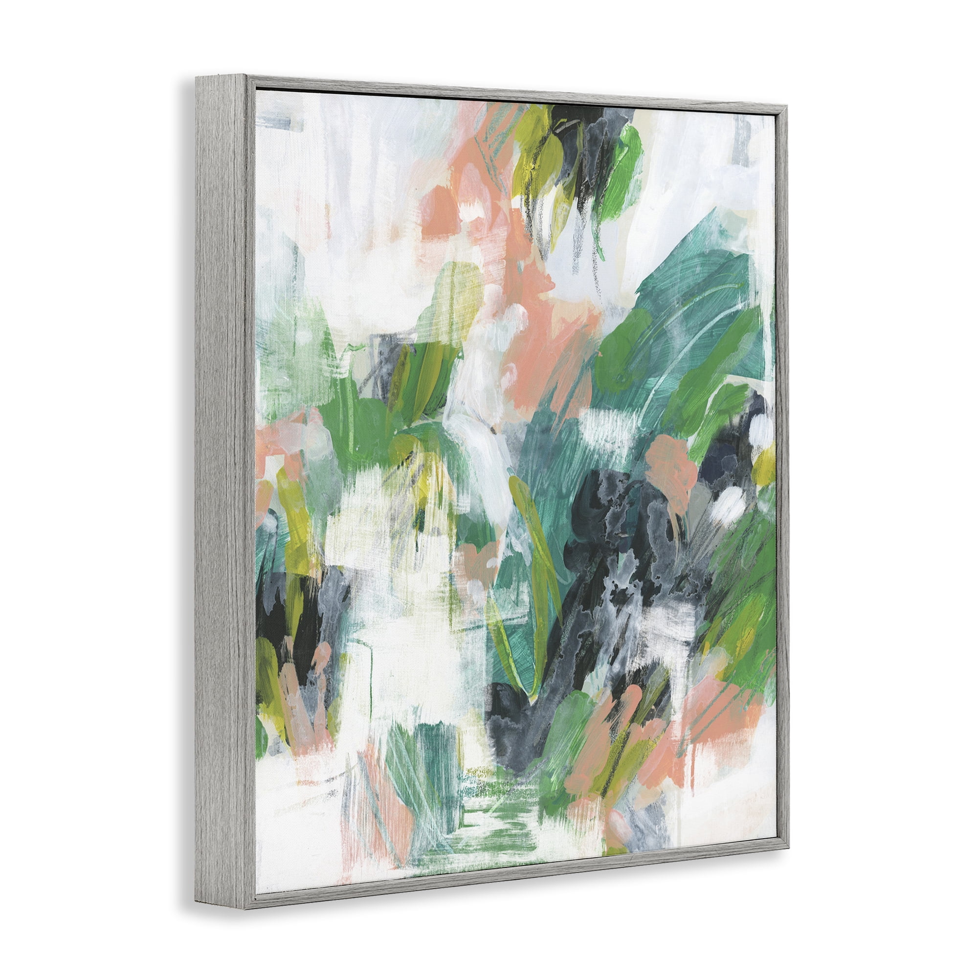 Stupell Industries Chaotic Green Paint Strokes Abstract Painting Gray Framed Art Print Wall Art, 11 x 14