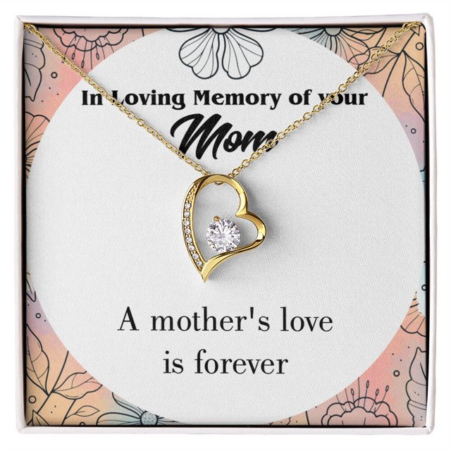 To Mom Remembrance Message Mother's Love is Forever Forever Necklace w Message Card