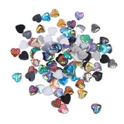 NUOLUX 100pcs 12mm Iridescent Heart-Shaped Resin Mermaid Dome Cabochons Flat Back DIY Jewelry Accessories for Necklace Bracelet Making (Assorted Color)