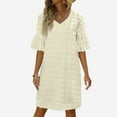 thumbnail image 4 of Tshirt Dress Women Summer Chiffon Short Sleeve V Neck Polka Dot Casual Mini Dresses T Shirt Dresses for Women, 4 of 6