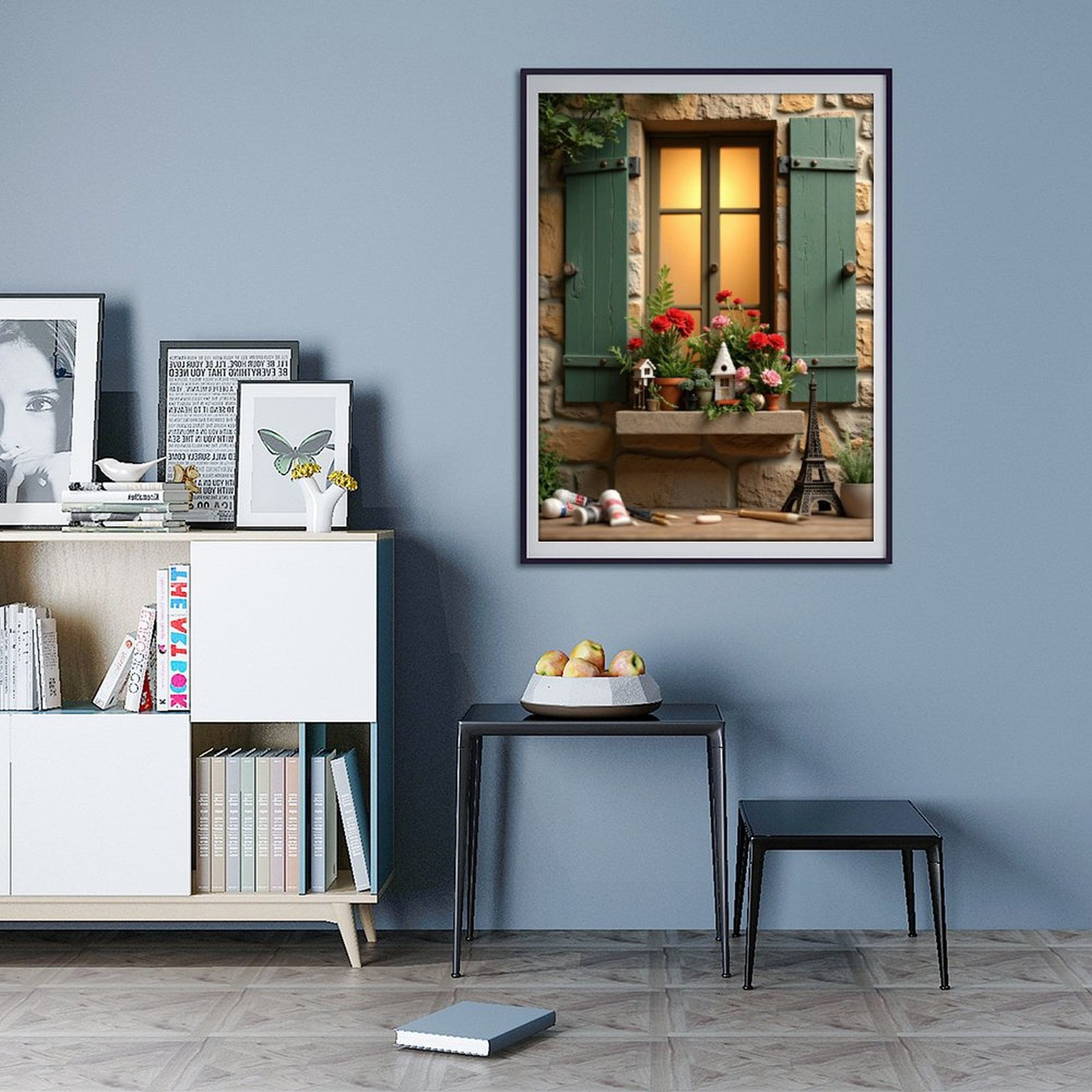 Diamond Art Kit for Adults, Window Flower Art Miniature Scene Garden Diamond Painting for Adults Beginners, DIY Diamond Art Painting Kits, 5D Diamond Painting Crafts for Home Decor 12x16 Frameless