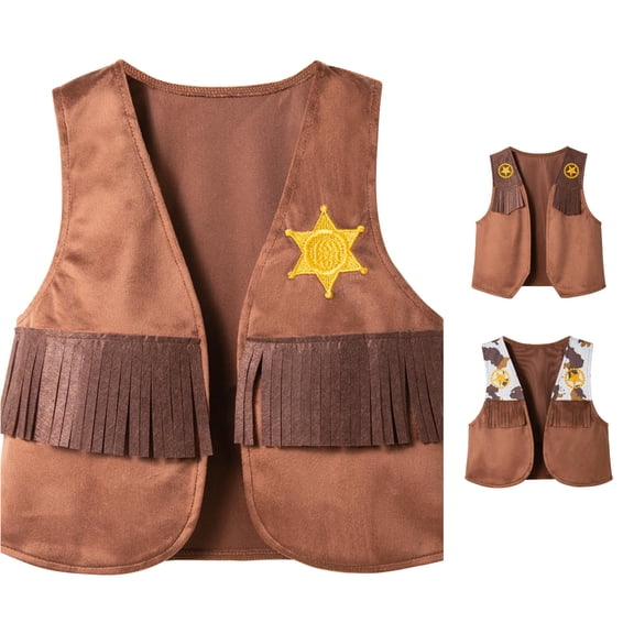 Kids Boys Western Wear Sleeveless Tassel Jacket Halloween Cowboy Costume For Boys For Boys Western Outfit 1-11 Years