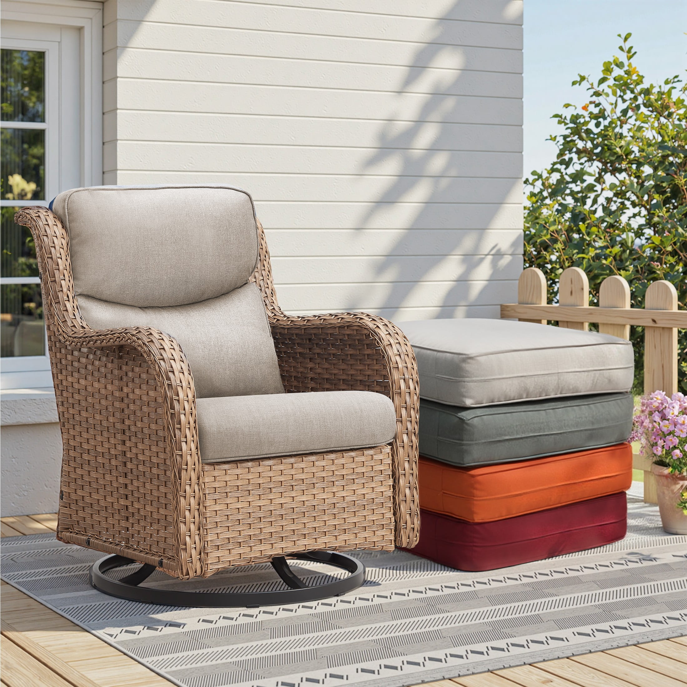 Unnifurnzi Outdoor Chair Cushions-22 x 25 x 4 Inch Fade Resistant Patio Chair Cushions Outdoor Seat Cushions for Patio Furniture Chair Sofa Couch-Beige
