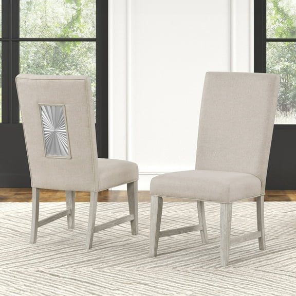 Furniture of America Glora Transitional Upholstered Dining Chairs, Light Gray (Set of 2)