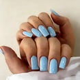 thumbnail image 1 of Set de uñas postizas press on JOYVVEW medianas cuadradas azul 28 piezas, 1 of 7
