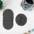 thumbnail image 3 of 4PC Round Genuine Leather Coasters Black, 3 of 4