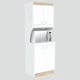 thumbnail image 2 of Inval GALLEY 4 Door Pantry with Microwave Storage in White and Oak, 2 of 8