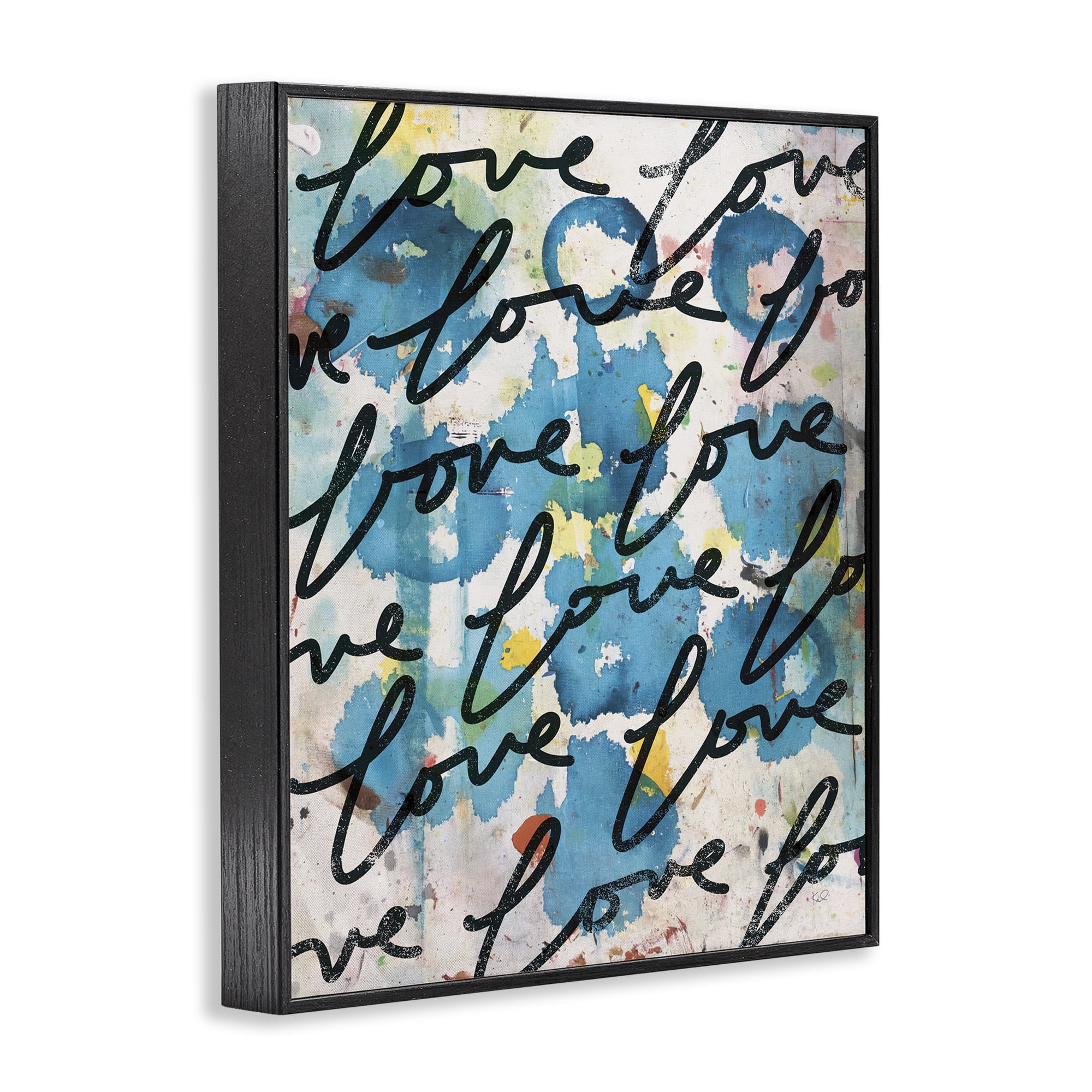 Stupell Industries Urban Love Pattern Typography Painting Black Framed Art Print Wall Art, 11 x 14