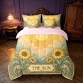 thumbnail image 3 of Homewish The Sun Print King Bedding, Garden Sunflower King Bed in a Bag, Pink Reversible 7 Pieces, 3 of 7