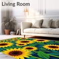 thumbnail image 2 of ODIKA 4'x6' Machine Washable Non-Slip Area Rug, Blooming Sunflower Field Motif with Botanical Floral Print High Traffic Rug with Pad, Yellow, 466243, 2 of 8