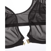 Womens Cosnufy Sheer Front Closure Bra Demi Sexy Seamless Unlined Mesh Underwire Bra