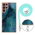 thumbnail image 6 of Case for Samsung Galaxy S23 Ultra, Adjustable Detachable Crossbody Strap Neck Strap Silicone Bumper Marble Painted TPU Ultra Thin Shockproof Protective Phone Case Cover for Galaxy S23 Ultra, Green, 6 of 7