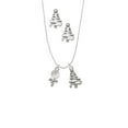 thumbnail image 2 of Delight Jewelry Silvertone Clear Frosted Baby Rattle Silver tone Zig Zag Christmas Tree Charm Necklace and Stud Earrings, 2 of 4