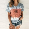 thumbnail image 2 of Gibobby Casual Playera de Manga Corta para Mujer Blusa de manga corta con estampado de tinte de corbata y cuello redondo con flores a la informal para mujer(Gris,CH), 2 of 4