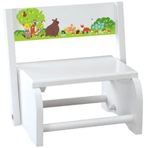 Children's White Woodland Animals Step Stool