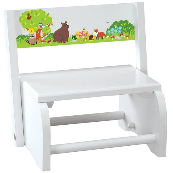 Children's White Woodland Animals Step Stool