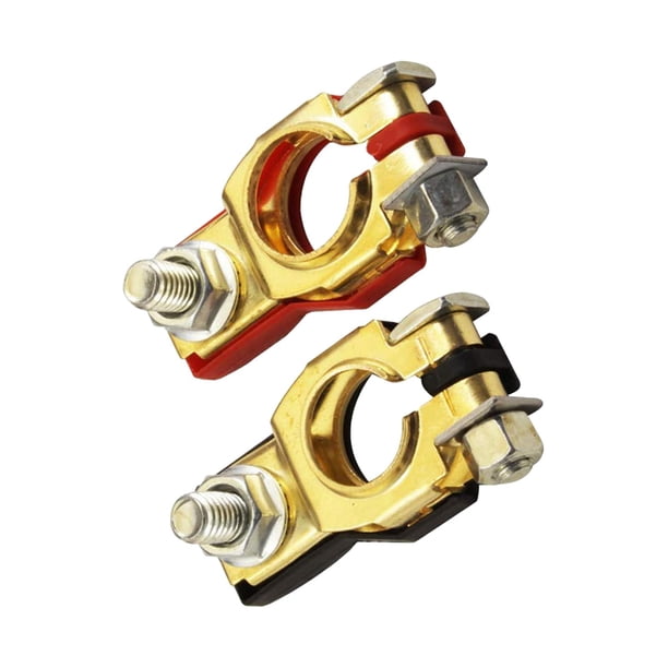 2 abrazaderas de terminales de batería positivas y negativas, juego de accesorios de cobre, conector rápido para barcos, Rvs, yates, automóviles Un 12 mm