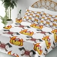 thumbnail image 3 of Ambesonne Emoji Fitted & Top Sheet Set with Shams, Simple Firefighter Pattern, White Mustard Vermilion, 3 of 5