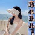 thumbnail image 2 of Wide Brim Empty Top Sun Hat Hair Hoop Design Folding Sun Protection Summer Solid Color Sunshade Sport Hat Fashion Accessories, 2 of 7