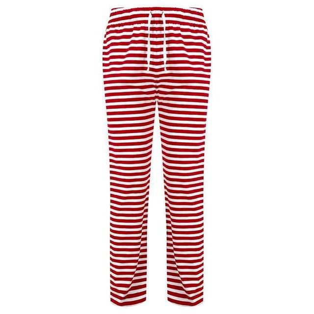 Skinni Fit - Pantalones de Estar por Casa para Hombre (Rojo, Blanco)