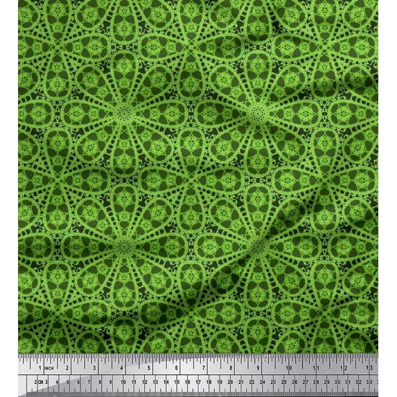 Soimoi Rayon Fabric Stripe & Floral Block Print Sewing Fabric Yard 42 Inch Wide