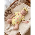 thumbnail image 6 of BemeyourBBs Newborn Baby Girl Duck Outfit Infant Baby Girl Summer Clothes Bubble Romper Cute 3D Crochet Duck Flower Embroidery Short Sleeve Bodysuit Playsuit and Headband Set, 6 of 7