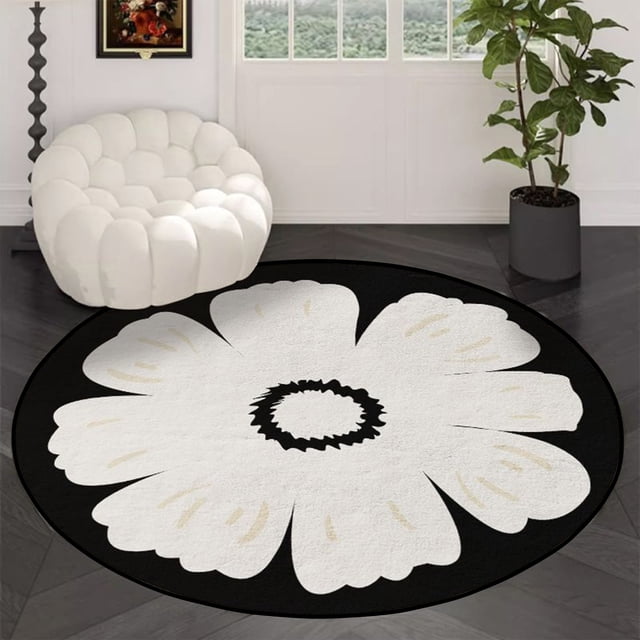 Fwttom Large Round Area Rug for Living Room Bedroom, Non-Slip Rugs for Kids Room, Background Washable Carpet Floor Mat for Home Nursery Room Decor