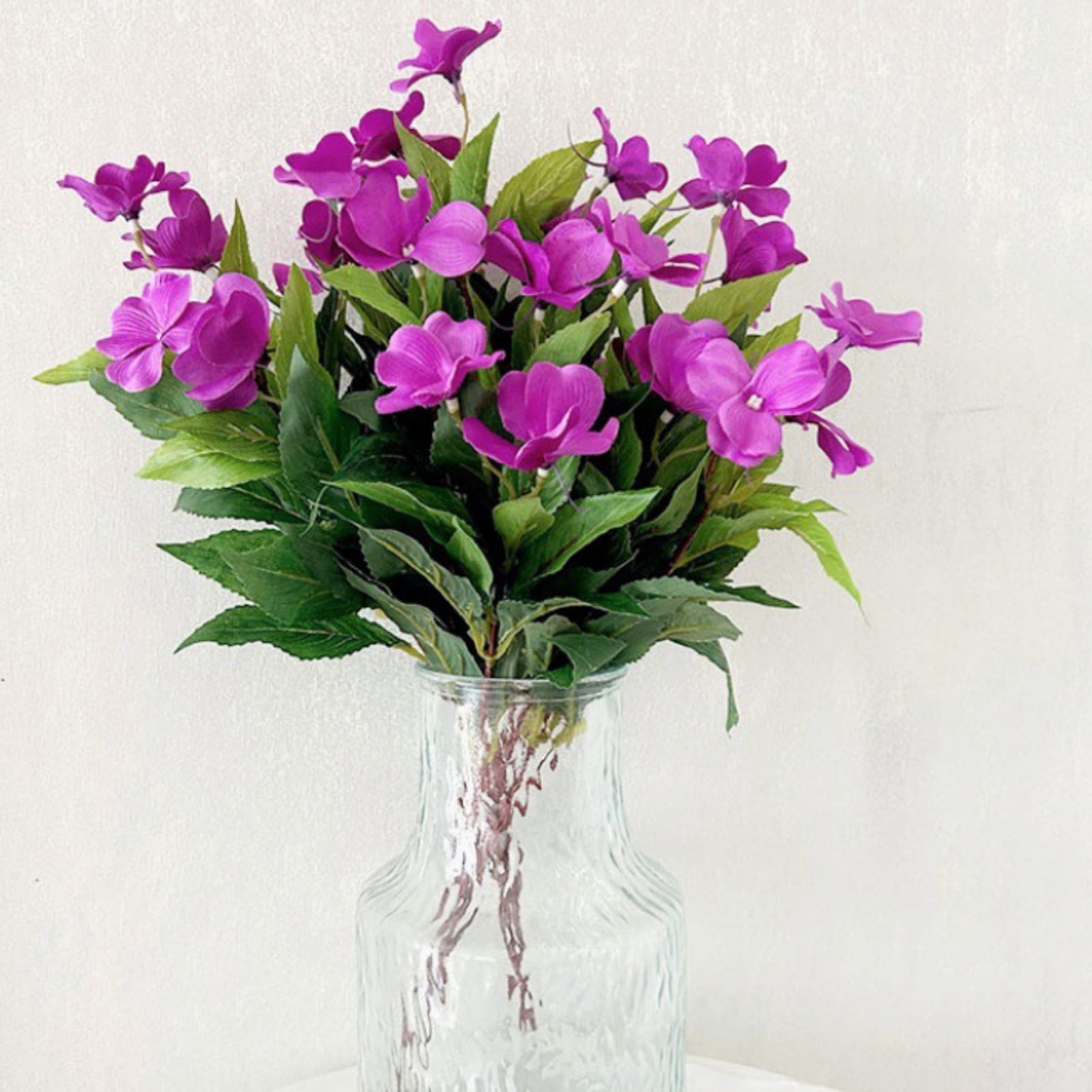 5 PCS Artificial Impatiens Flowers Silk Flowers Greenery Faux Impatiens Bushes Outdoors Indoor Patio Lawn Garden Pot Hanging Basket Porch Decor