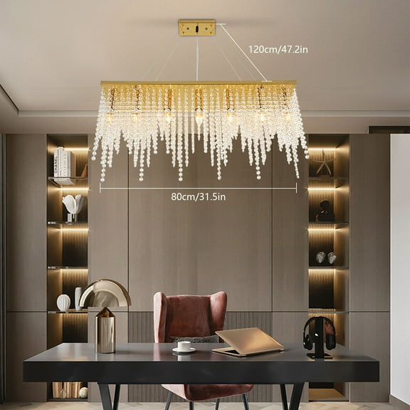 TFCFL Modern Pendant Light Gold Crystal Chandelier Ceiling Light Fixture for Dining Living Room Decor