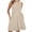 Khaki, variant on Women's Sleeveless Crew Neck Tank Dress Pleated Front Flowy A-Line Short Dress with Side Pockets Soft Stretch Casual Dress for Summer Daily Work Wear, S-XXL