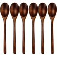 thumbnail image 1 of Cucharas de madera para comer, 6 piezas Planta natural japonesa Elipse Juego de cucharas de madera para cocinar Mezclar Revolver Miel Té Soda Postre Coco Bo, 1 of 5