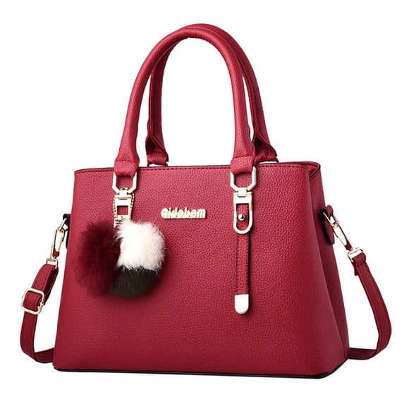 Bmisegm Womens Bag Elegant Casual Leather Messenger Bag Large Capacity Handbag Fashion Clear Shoulder Bag for Women Red One Size