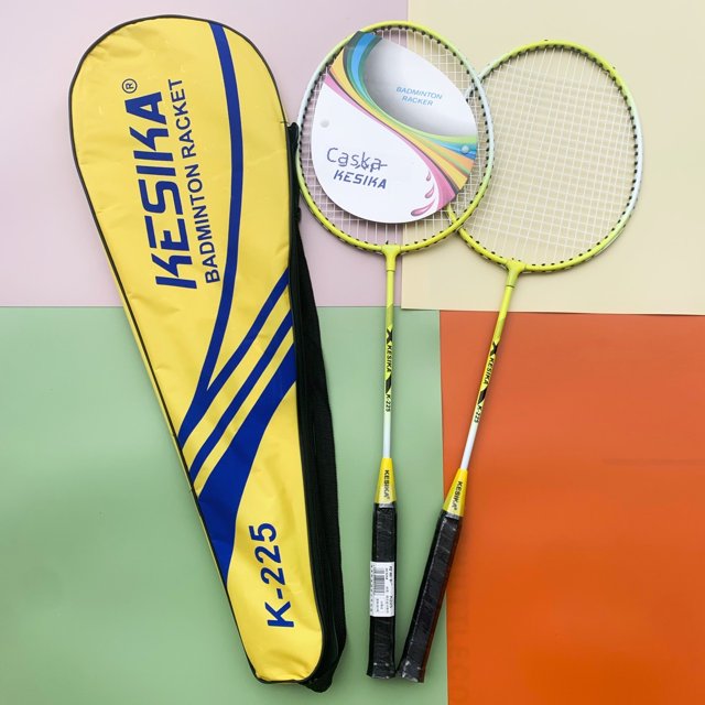 Keska K225 Authentic Badminton Racket Set: 2-Piece Durable Rackets for Adults & Students, Professional Training Equipment with Robust Construction, Suitable for All Skill Levels, Compact & Portable