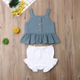 thumbnail image 4 of Ensemble 2 Pcs pour Nouveau-Née Fille : Hauts Courts Sans Manches à Boutons + Mini-Shorts, 4 of 8
