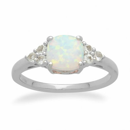 5/8 ct Opal & White Topaz Ring in Sterling Silver - Walmart.com