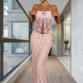 thumbnail image 4 of Top De Tubo + Falda Maxi Y2K Mujeres Bodycon Falda Conjunto Bustiers Encaje Sexy Tube Top + Maxi Falda (Rosa M) Kuymtek para Mujer Rosa T L, 4 of 6