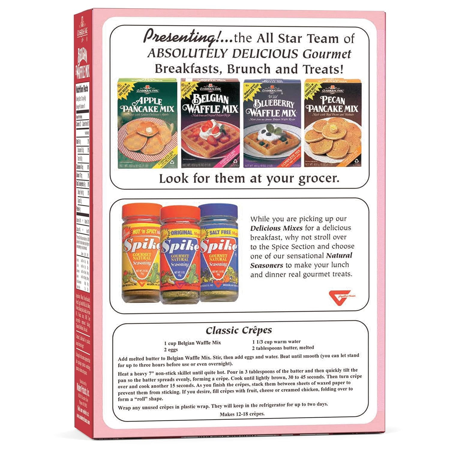 Classique Fare Belgian Waffle Mix 16 Oz Pack of 6.