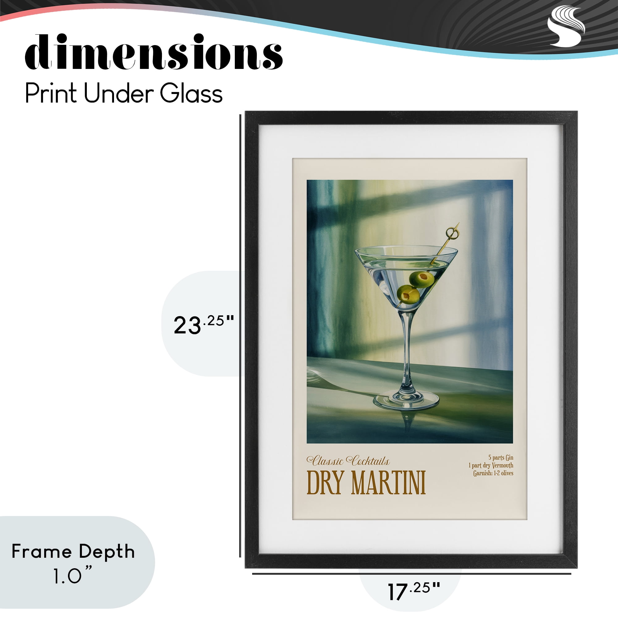 Stupell Industries Dry Martini on Surface Black Framed Print Under Glass, design by Andreas Magnusson