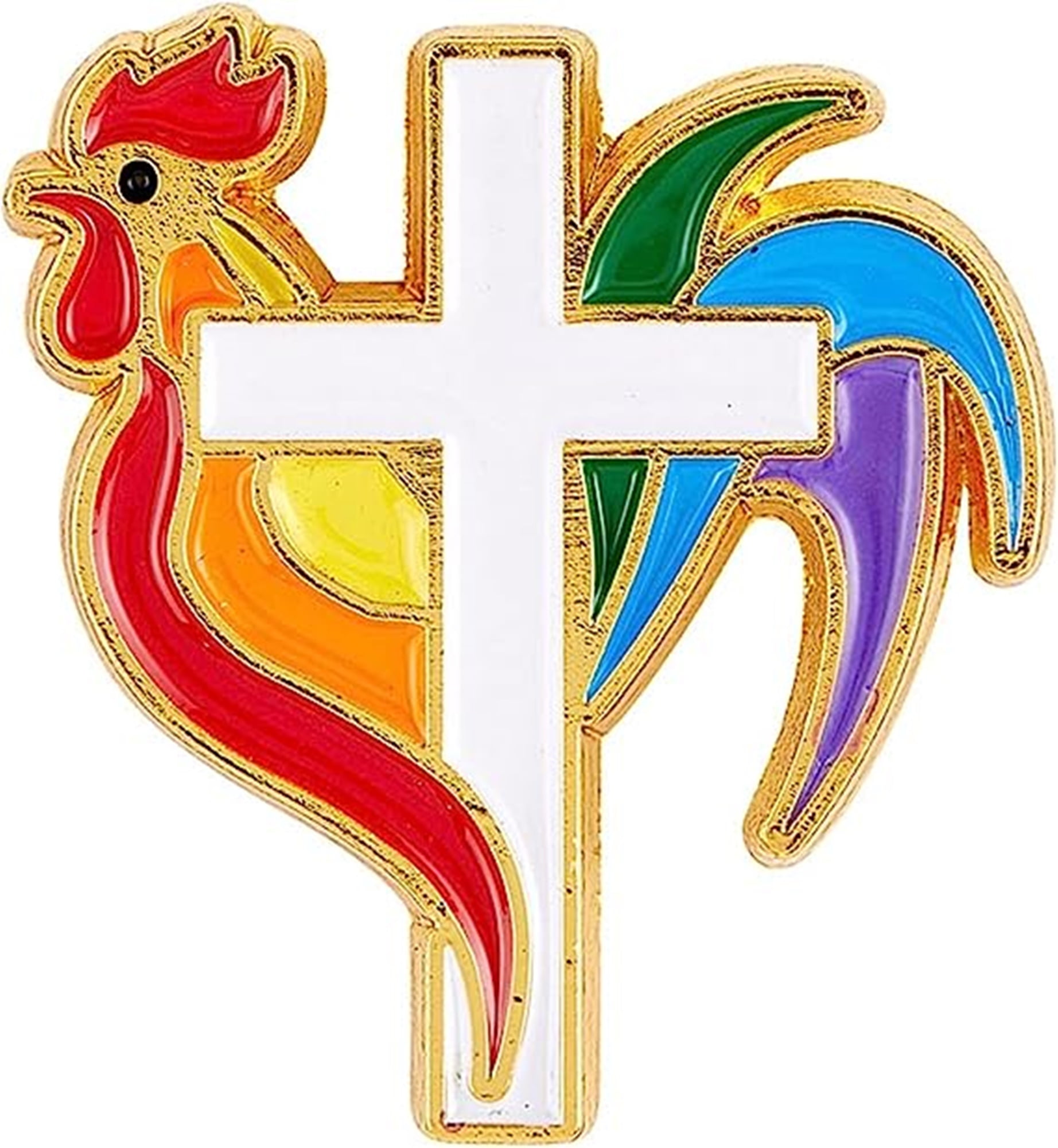 De Colores Cursillo Rooster Lapel Pin, Spanish Catholic Jewelry Gifts