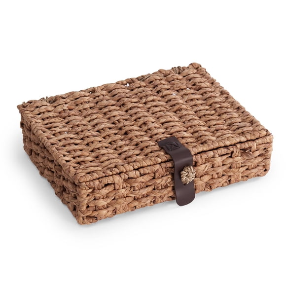 Caja decorativa LOHONER grande de jacinto de agua trenzado