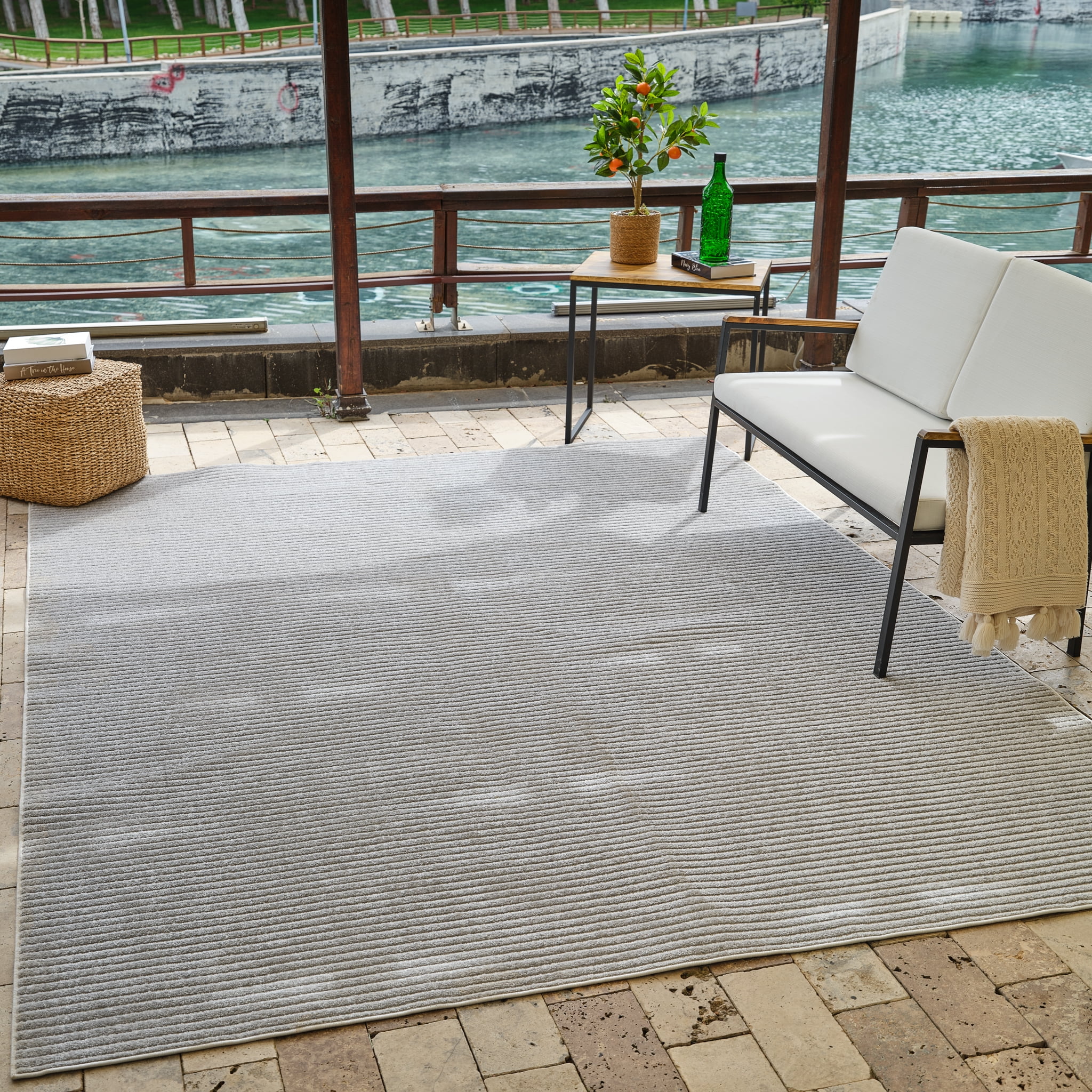 Rug Branch Alfombra Indoor Outdoor Area Rug, Cream Beige, Modern - Living Room, Bedroom, Dining Room, and Kitchen