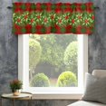 thumbnail image 4 of Christmas Farmhouse Short Window Curtain Valances, Xmas Botanical Berry Green Red Plaid Rod Pocket Kitchen Valances for Living Room Bedroom Bathroom Cafe 54" x 18", 4 of 8