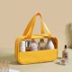 thumbnail image 1 of Bolsa de cosméticos con empalme de PU, bolsa de lavado impermeable transparente de PVC, bolso de mano portátil de viaje, bolsa de almacenamiento de baño de gran capacidad, 1 of 6