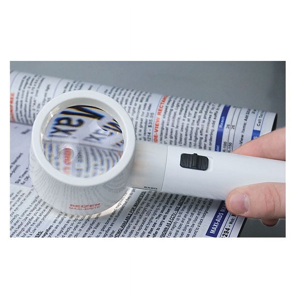 Reizen Maxi-Brite illuminating Stand Magnifier 5X -2.4 inch -60MM Lens - Very brite illumination