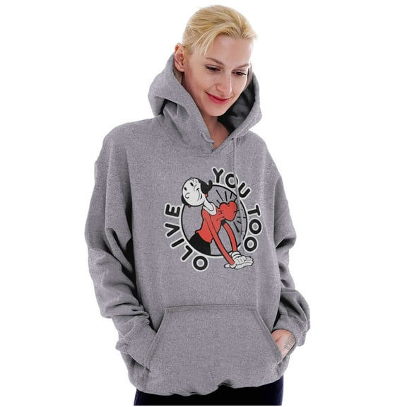 Popeye Olive Oyl You Too Cute Funny Hoodie Sweatshirt Women Brisco Brands S