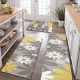 thumbnail image 2 of Gray Daisy Flower Yellow Blooms Pattern Kitchen Rugs Sets Of 3,Kitchen Runner Rugs Non Skid Washable,Decorative Kitchen Floor Mats for Kitchen,Sink,Laundry,17"x30"+ 17"x47" + 17"x59", 2 of 6