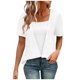 thumbnail image 1 of TaTaai Women's Casual Faux Two Piece Short Sleeve Top, Solid Pattern, Round Neck, Fashion Daily Home Wear, Comfortable Fabric Gift, 1 of 5