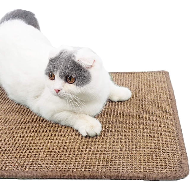 Durable Cat Scratching Mat,Natural Sisal Cat Training Scratch Pad,Anti-Slip Cat Scratch Rug Furniture Protecter (Large(31.5" 19.7" 1.2"), KAK)